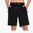 YnimioAOX Men's Shorts Casual Workout Sports Shorts with Zipper Pockets Size 30, Black