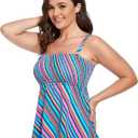 FULLFITALL Women Plus Size Tankini Swim Top Swimwear Bathing Suit Tank Top Bandeau (No Bottom) (Tk536-004)