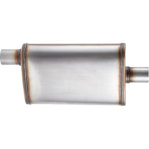 Floshine Universal Stainless Performance Exhaust Muffler, 3 inch Offset Inlet Center Outlet muffler, straight through
