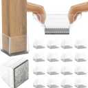 Square Chair Leg Protectors for Hardwood Floors,16 Pcs Silicone Felt Furniture Legs Caps to Prevent Floor from Scratches and Reduce Noise, Easy to Move,1.26-1.57",Clear.
