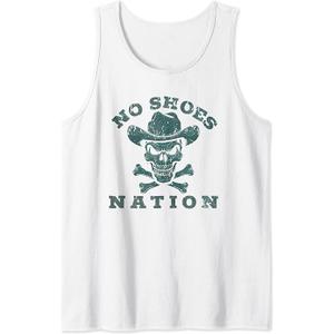 Mens Womens Vintage No Shoes No Nation Funny Sayings Tank, Medium, White