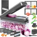 Vegetable Chopper, Onion Chopper Dicer, Mandoline Slicer, Food Chopper with Container, Vegetable Cutter for Salad Potato Carrot Garlic9 Blades, Grey (Gray)
