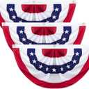 3x6 Ft American Pleated Fan Flag Decoration, Patriotic Half Fan Bunting flag Banner for 4th of July, Memorial Day & Independence Day, Indoor Outdoor Window Garden Fence balcony Porch Yard Decor(3PCS)
