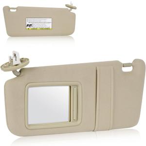 Left Driver Side Sun Visor with Light for Toyota Venza 2009 2010 2011 2012 2013 2014 2015 2016, Replace 74320-0T021-A1, with Sunroof (Beige)