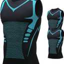 Compression Shirt Men Slimming Body Shaper Vest Crewneck Workout Shirts Tummy Control Undershirts (XX-Large, Black+black) Pack of 2