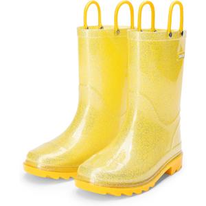 DREAM PAIRS Kids Rain Boots Glitter Boys Girls with Easy-on Handles Sparkly Waterproof Boots Outdoor Playing Rain Boots Unisex-Child (6 Toddler, Yellow)