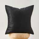 GIGIZAZA Black Velvet Pillow Covers 16x16,Decorative Square Throw Pillows Modern Covers Small Solid Living Room Pillow Cases for Couch Pack of 2