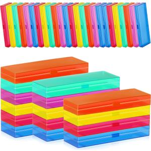 Fainne 36 Pcs Plastic Pencil Case Bulk Plastic Pencil Boxes Frosted Pens Holder with Hinged Lid and Snap Closure for Stationery Organizer School Office (Mixed Color)