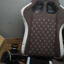 GTPLAYER Gaming Chair with Footrest Fabric Office Chair with Pocket Spring Cushion and Linkage Armrests, High Back Ergonomic Computer Chair with Lumbar Support Task Chair Brown