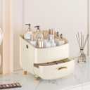 Makeup Organizer Countertop Vanity with Drawers Cosmetic Skincare Bathroom Storage Gift for Women Teens Girls (White)