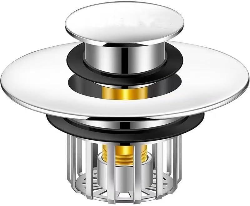 Pop-Up Drain Plug with Screen | Bathtub Plugs | Shower Drain Hair Catcher | Drain Protectors for 1-1/2 to 1-3/4 inch Bathtub Drain Holes