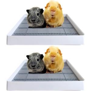 PODOO Rabbit Large Litter Box, Guinea Pig Training Pan Cage with Toilet Tray, Ideal for Rats, Ferret, Bunny Small and Medium Animals (2Pcs x Medium)