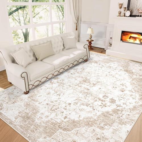 60"x84" Area Rugs for Living Room: Washable Vintage Rug Indoor Soft Non-Slip Distressed Carpet for Bedroom Dining Room Nursery Home Office (Vintage Beige, 60" x 84")