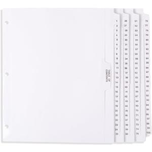 Blue Summit 1-100 Numbered Dividers for 3 Ring Binder, Exhibit Tabs Style Side for Legal Work, Numbered Tabs, 101 Number Dividers