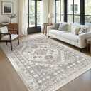 zesthome 5x7 Area Rugs - Ultra-Thin Washble Rug, Stain Resistant Anti Slip Backing Rugs for Living Room,Bedroom, Vintage Home Decor Area Rug (Brown/Beige,5'x7')