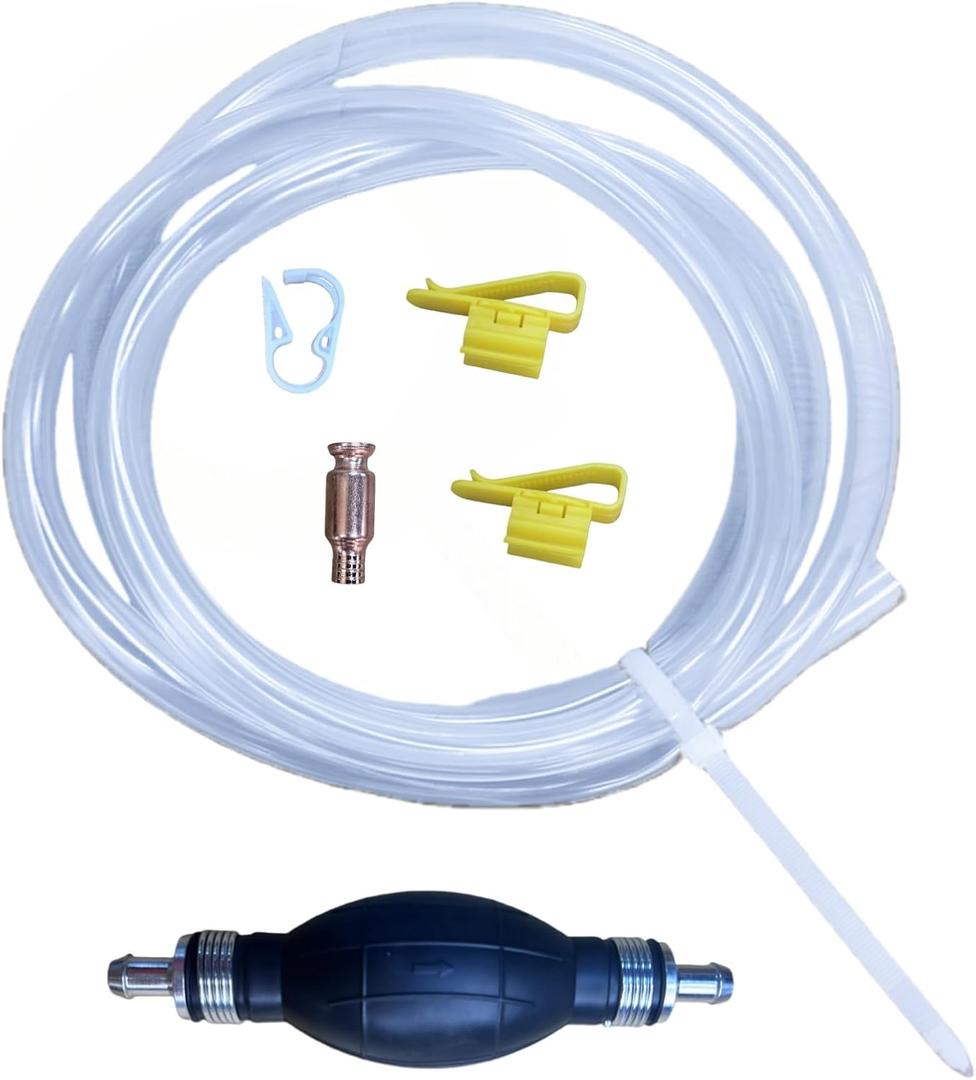 Hand Siphon Pump - Fuel Transfer Pump, Portable Gasoline Transfer Pump with 10 Ft PVC Hoses, Gas Siphon Pump for Water, Diesel, Petrol, Liquid, for Car, Boat, Lawn Mower