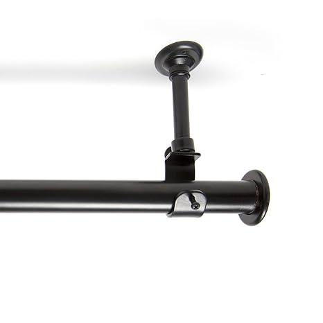 Room/Dividers/Now Adjustable Ceiling Mounted Curtain Rod - Heavy Duty and Long 56-10 Inches Extendable Rods for Walls, Ceilings, Windows and Room Partitions - Black