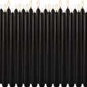 24 Pack Tall Taper candles-10 Inch Black Dripless, Unscented Dinner Candle Sticks, for Shabby, Halloween, Christmas, Wedding, 8 Hours Burn Time.