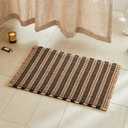 TYUU Waffle Bath Mat, Boho Bathroom Rugs Non Slip Washable Super Absorbent Quick Dry Bath Mat Farmhouse Bathroom Decor, 30"x20" Black and Khaki
