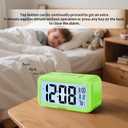 Night Light Digital Alarm Clock Battery Operated with Indoor Temperature, Desk Small Clock,Snooze Model,12/24H Display for Bedrooms Heavy Sleepers Kids Travel Bathroom Green