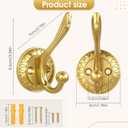 Brushed Gold Heavy Duty Wall Hooks 6 Pack Rustic Coat Hooks for Hanging Coats,Robes,Bags,Hats,Wall Mounted with Includes Two Types of Installation Screws YDLSJ