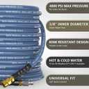 3/8" ID Pressure Washer Hose 150 ft, 4800 PSI Steel-Braided & Durable - Flexible & Kink-Resistant, Power Washer Hose with 3/8" Swivel Quick Connect, Hot/Cold Water Compatible -150 Foot, Navy