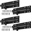 4 Pack 5 Inch Barrel Bolt Lock, Heavy Duty Slide Latch Lock, Security Sliding Latch Lock, Door Latch Lock Slide Bolt, Black