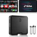 Wireless CarPlay Adapter AI Box for iPhone & Android Auto YouTube & Netflix Support, TF Card Offline Playback, Plug and Play, Wired to Wireless Conversion, Stable 5.8GHz WiFi & Bluetooth 5.3