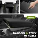 Muslogy Center Console Armrest Cover Fit for Tesla Model Y Juniper 2026+ / Model 3 Highland 2024+ Accessories, Comfort Armrest Pad Console Lid Cushion Vegan Leather Snap-On Black (Hard Cover)
