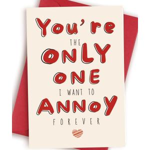 5 x Funny Valentines Day Card for Him Her, Cute Vday Gifts for Husband Boyfriend Wife, I Want To Annoy You Card