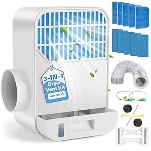 Narremcoy 6-Layer Pro Indoor Dryer Vent Kit, Enhanced Air Quality, 3-in-1 Energy Efficient Dryer Lint Trap, 10ft foil hose & Water Drawer System for Electric Dryer (10 Pack Filters)