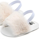 Yinbwol 1 Pack Infant Baby Girls Sandals Elastic Back Strap Flats Slippers Soft Toddles Princess Shoes Faux Fur Slides Shoes First Walker House Shoes, Size 13