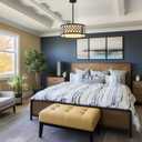 SGLfarmty 15.7" Black Drum Chandelier, 3-Light Semi Flush Mount Ceiling Drum Light Fixture with White Fabric Shade, Farmhouse Hanging Pendant Light for Dining Room Kitchen Island Bedroom