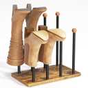 pickpiff Cedar Ball End Boot Rack 4-Pair Shoe Organizer Free standing Metal Holder with Wood Base (Black)