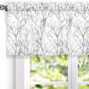 DriftAway Tree Branch Lined Valance Double Layer Blackout Thermal Insulated Abstract Ink Printing Window Curtain Valance Rod Pocket 52 Inch by 18 Inch Plus 2 Inch Header Silver Gray 1 Pack