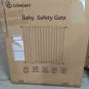 COMOMY 36" Extra Tall Baby Gate for Stairs Doorways, Fits Openings 29.5" to 46" Wide, Auto Close Extra Wide Dog Gate for House, Pressure Mounted Easy Walk Through Pet Gate with Door, Black