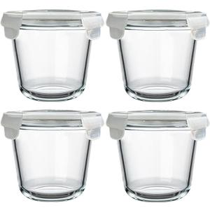 24 Oz Round Glass Food Storage Container, 3 Cup Round Glass Soup Container with Airtight Lids BPA free, Leakproof Borosilicate Storage bowls, Dishwasher Microwave Freezer Safe (4 Pack)