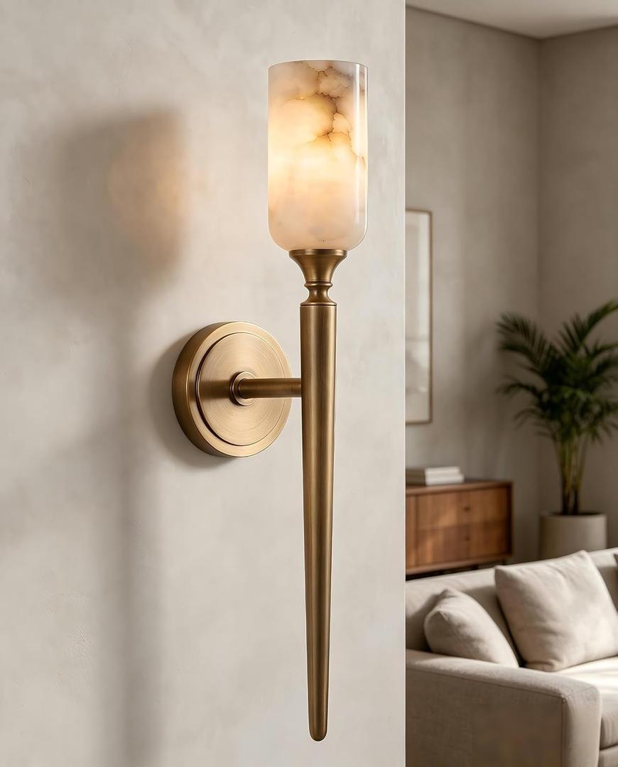 Luxury Natural Spanish Alabaster Wall Sconce 22in, 14inch