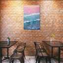 Vintage Tropical Surf Wall Art Pink Blue Beach Summer Coastal Painting Surfing Canvas Print Aesthetic Poster for Home Living Room Bedroom Dorm Apartment Decor 24x36inch Unframed