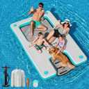 CALOBANA Inflatable Floating Dock with Boat Ramp,Lake Floats with Mesh,Tanning Pool Lounger Water Hammock for Family Party Pool Sea River Dock Boat, 10ft6ft6in