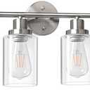 Unicozin 4 Light Vanity Lights, Bathroom Light Fixtures Over Mirror, Brushed Nickel Wall Sconce Light with Clear Glass, Wall Light for Living Room, Bedroom, Hallway, E26 Base (Bulbs Not Included)
