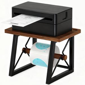 Label Holder for Rolls and Fan-fold Labels, Wooden Label Holder for Desktop Thermal Label Printer, Shipping Printer Accessory for Home, Office, Small Business (Black Walnut)