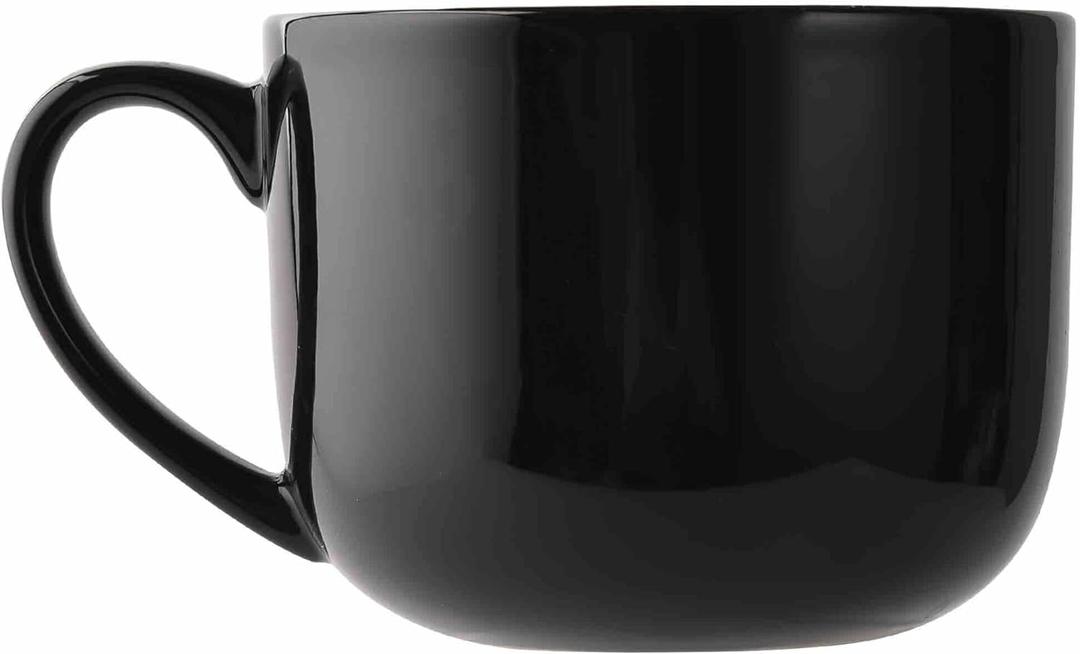 Pack Of 2 50oz lagrge Ceramic Soup Mug with Handles for Coffee, Tea, Ice Cream, Cereal (Black)