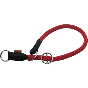Aiminto Braided Round Martingale Dog Collar, Training Collar with Slidable Stop Ring - Ideal for Medium/Large Dogs (M+(1/2") - 18" Long, Red)