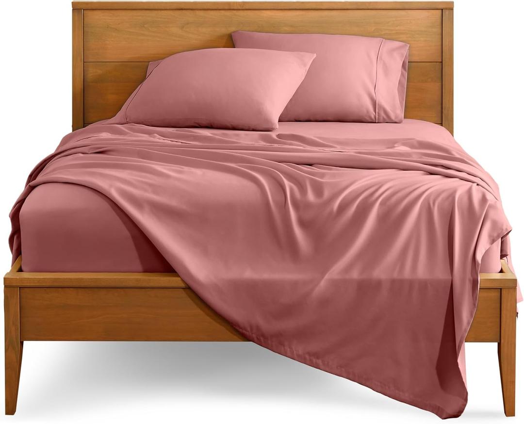 Bare Home Queen Sheet Set - Luxury 1800 Ultra-Soft Microfiber Bed Sheets - Double Brushed - Deep Pockets - Easy Fit - 4 Piece Set - Bedding Sheets & Pillowcases (Queen, Dusty Rose)