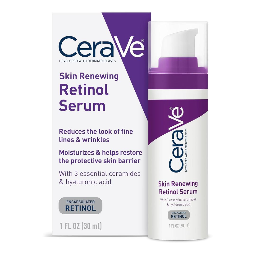 CeraVe Anti Aging Retinol Serum For Face, Encapsulated Retinol With Hyaluronic Acid, Niacinamide & Ceramides, Smooths Wrinkles & Fine Lines, Gentle Skin Brightening Serum, Fragrance Free, 1 Fl Oz