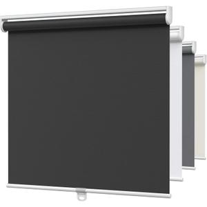 MYshade Blackout Cordless Roller Shades, Room Darkening Free-Stop Roll Up Blinds for Windows, Pull Down Blocking Blind for Home and Office, Easy to Install, 28" X 72", Black