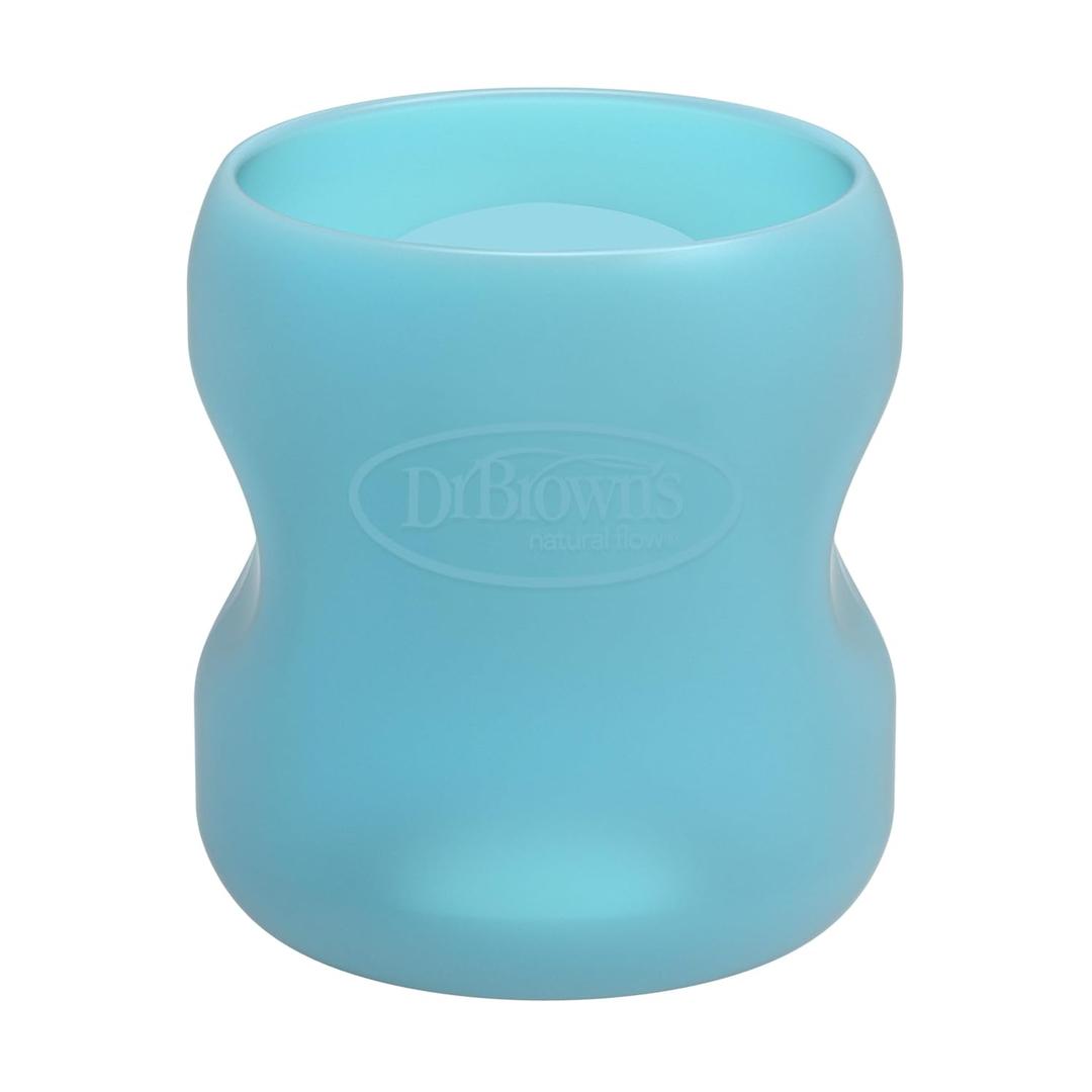 Dr. Brown's Options+ Wide-Neck Glass Bottle Sleeve, 100% Silicone, Blue, BPA-Free, 5 oz, 1-Pack