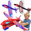 Cool Airplane Launcher Toy with Glowing Eyes & WebPattern Wings,2 Flight Modes Outdoor Games for Kids,Boys Toys Age 312,Birthday Gifts for 3 4 5 6 7 8 9 10 11 12 Year Old,Kids Gift(Red&Blue&Black)