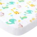 Pack and Play Sheets, 2 Pack Mini Crib Sheets, Stretchy Playard Fitted Sheet, Compatible with Graco Pack n Play, Soft and Breathable Material, Dinosaur and Grey Star